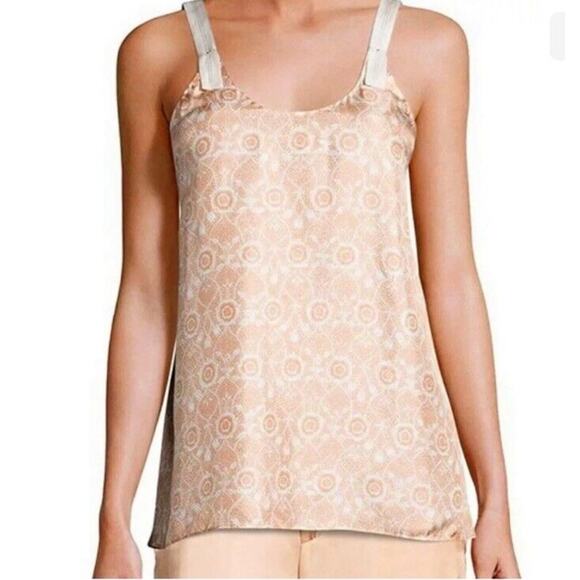 Helmut Lang Peach 100% Silk Ornamental Floral Tank Ladies Womens Med $320 - Picture 3 of 9